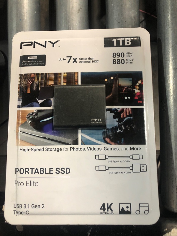 Photo 2 of PNY Pro Elite 1TB USB 3.1 Gen 2 Type-C Portable Solid State Drive – (PSD0CS2060-1TB-CP)