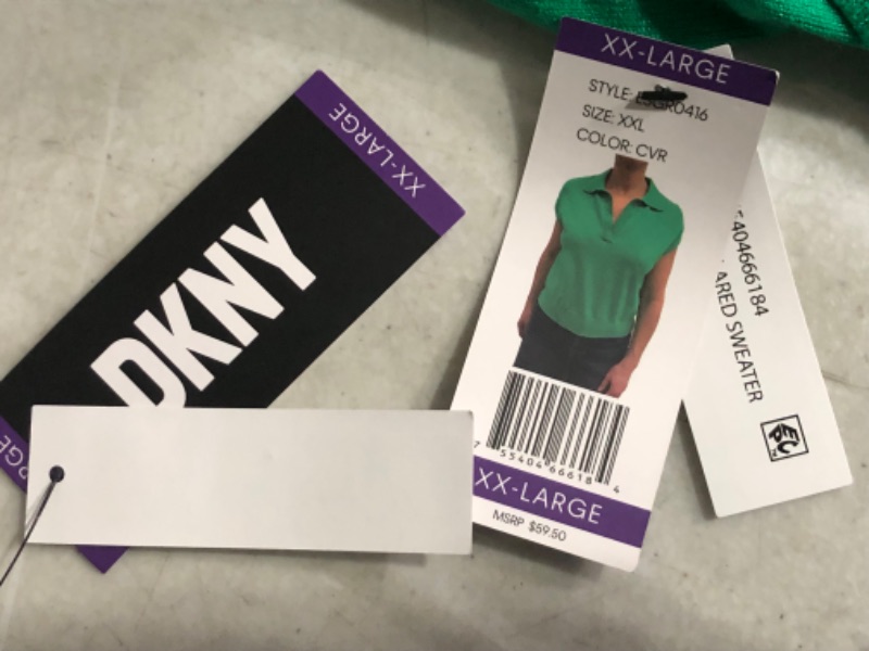 Photo 6 of DKNY Women's Modern Fit Sleeveless Collared V-Neck Sweater XXL 2 Pack 1 Grey XXL 1 Green XXL