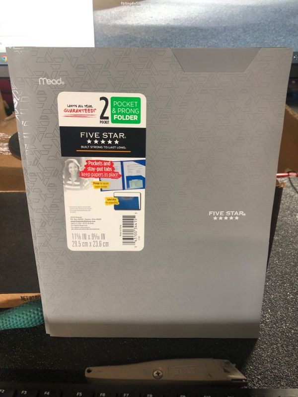 Photo 1 of Five Star 2 Pocket Plastic Folder with Prongs Gray