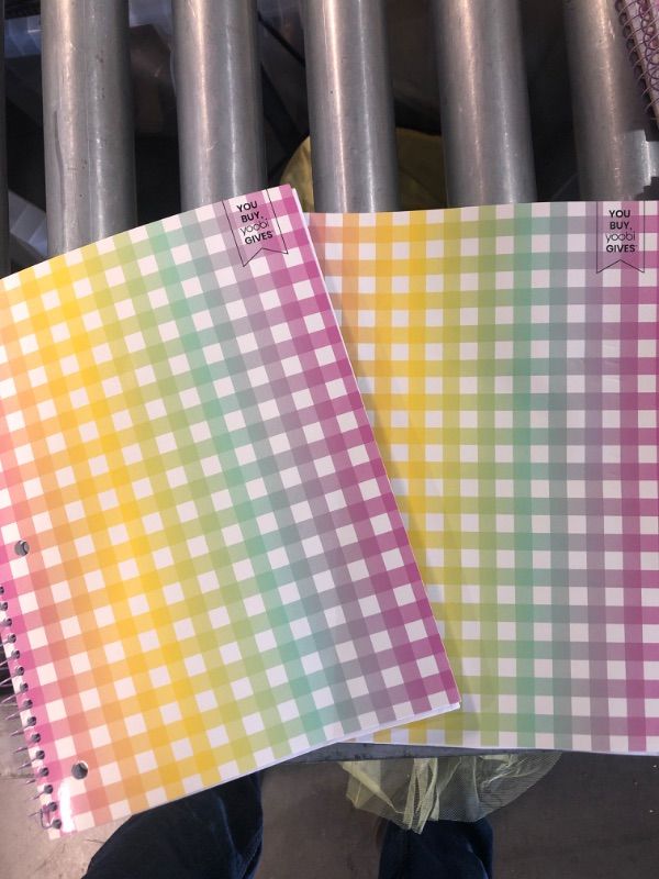 Photo 2 of Yoobi Multicolor Gingham Spiral Notebook | 1 Subject Notebook College Ruled | 100 Perforated, 3-hole Punched Sheets | 2 Interior Pockets | PVC Free, FSC Certified Paper | For School, Office & College