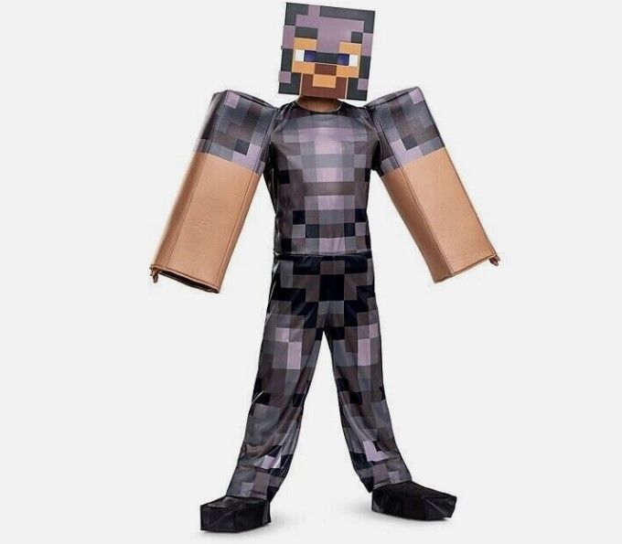 Photo 1 of Disguise Boys Minecraft Steve In Netherite Armor Deluxe Costume Size S-P 4-6