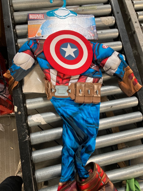 Photo 2 of 3T-4T MARVEL’S CAPTAIN AMERICA HALLOWEEN COSTUME FOR KIDS - Deluxe Muscle Jumpsuit 