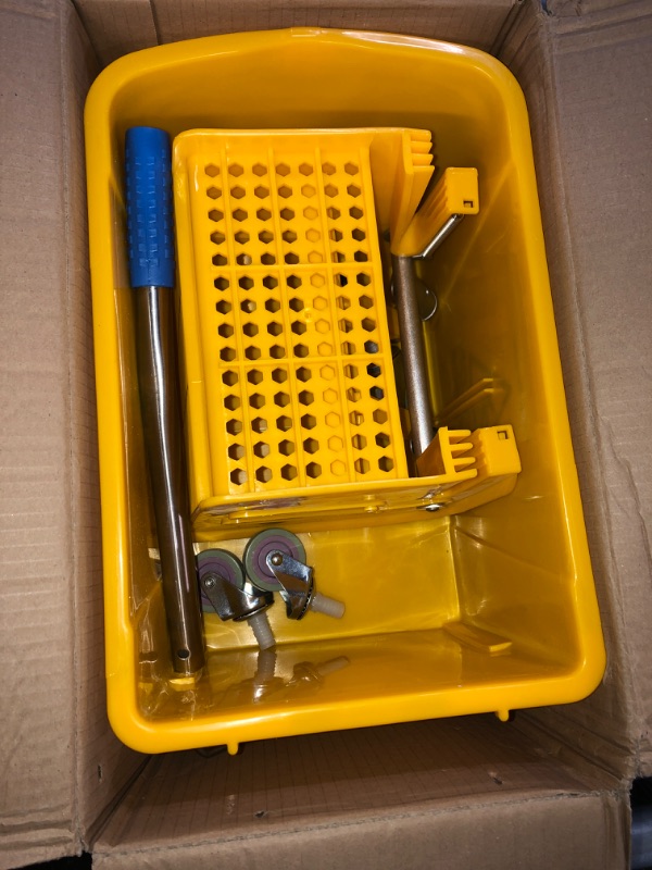 Photo 2 of (READ NOTES) Mind Reader Commercial Mop Bucket - with Down Press Wringer - 22 Quart Capacity - Yellow - MOPT20-YLW