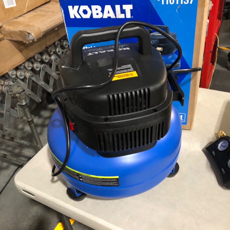 Photo 6 of **PARTS** **SEE CLERK NOTES** Kobalt 6-Gallons Portable 150 Psi Pancake Air Compressor
