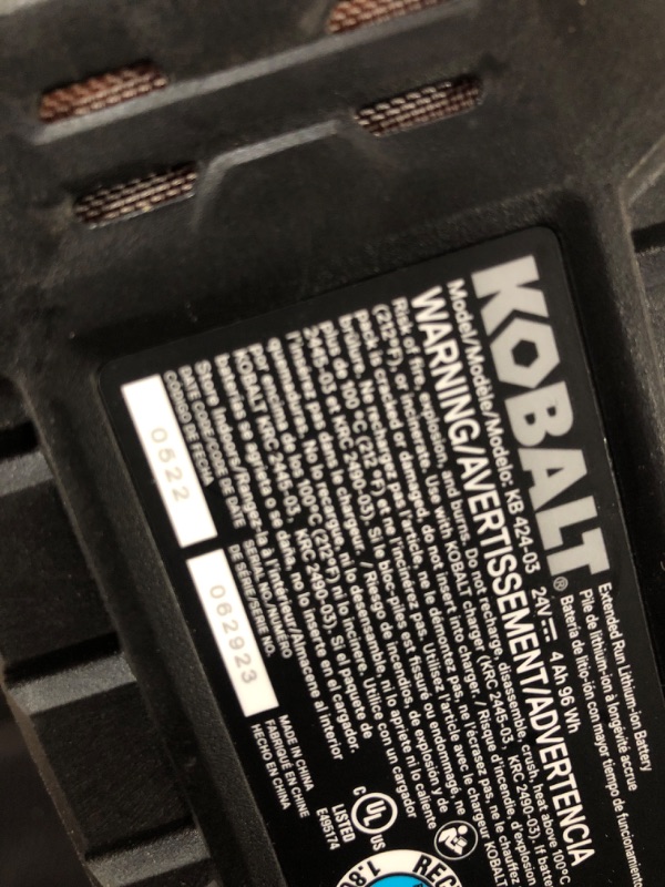 Photo 4 of Kobalt 24-volt Max 4-Amp-Hours Lithium Power Tool Battery KB 424-03