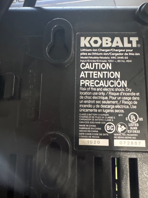 Photo 3 of **READ NOTES BELOW**Kobalt KRC 2445-03 24-volt Lithium Ion Battery Charger for Cordless Tools