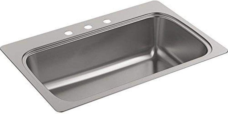 Photo 1 of (READ NOTES) Kohler K-20060-3-NA Verse 33" x 22" Drop-in Single Bowl Kitchen Sink with Three Faucet Holes Stainless Steel
