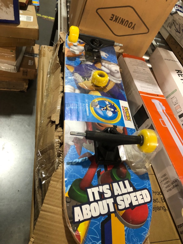 Photo 1 of **MISSING WHEEL+ PARTS**Sonic The Hedgehog Character Skateboards - Cruiser Skateboard with ABEC 5 Bearings, Durable Deck, Smooth Wheels (Choose from Sonic, Knuckles, Tails or Sonic & Friends)