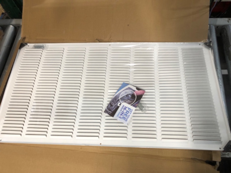 Photo 2 of 4" x 8" Return Air Grille - Sidewall and Ceiling - HVAC Vent Duct Cover Diffuser - [White] [Outer Dimensions: 5.75w X 9.75" h] 4 x 8 White