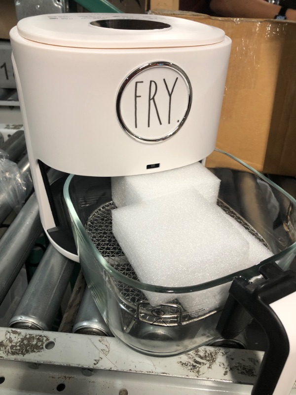 Photo 3 of *PARTS ONLY* *NON-REFUNDABLE*
Rae Dunn 1200W 4Qt Air Fryer with GLASS Frying Basket, Dishwasher Safe, 2 Tier Tray, 60 Minute Timer, Digital Touch Display, and 6 Presets - Variable Temperature Control 175F - 400F, Cream