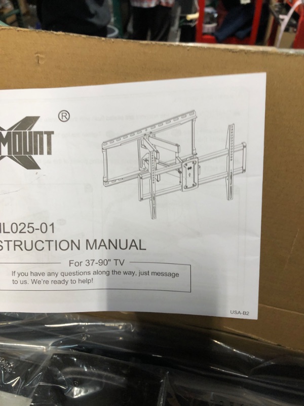 Photo 2 of USX MOUNT UL Listed Full Motion TV Wall Mount for 37"-90" TVs, Pre-Assembled TV Mount Fits 16", 24" Wood Studs, Universal with Swivel and Tilt TV Bracket Up to VESA 600x400mm, 150lbs