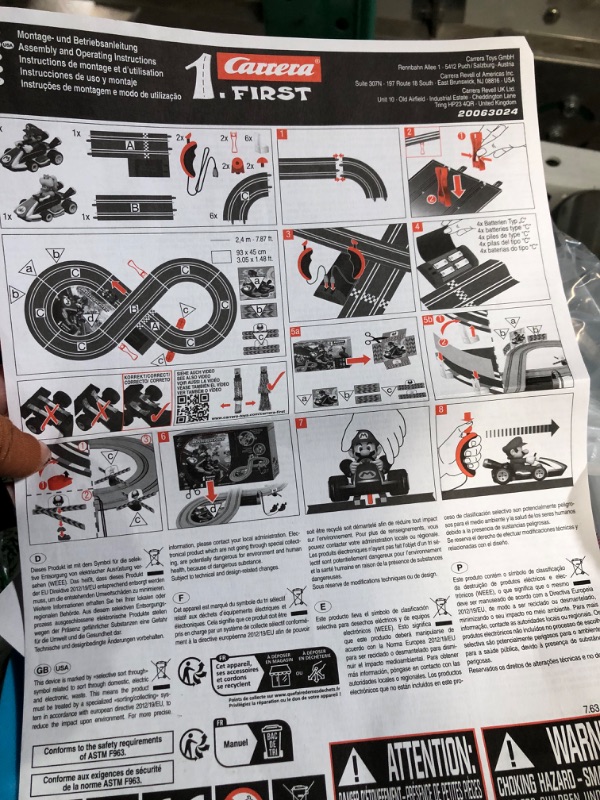 Photo 3 of Carrera First Nintendo Mario Kart Slot Car Race Track - Includes 2 Cars: Mario and Luigi and Two-Controllers - Battery-Powered Beginner Set for Kids Ages 3 Years and Up, 20063028 Mario Kart / Flippers