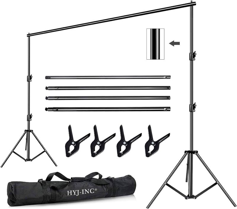 Photo 1 of SunyesYo Extra Thick Backdrop Banner Stand - 5x7ft- 8x10ft Adjustable Heavy Duty Telescopic Stand - Step and Repeat Display Photography Background Stand for Parties, Wedding, Photo Booth, Trade Show, 1 Carrying Bag