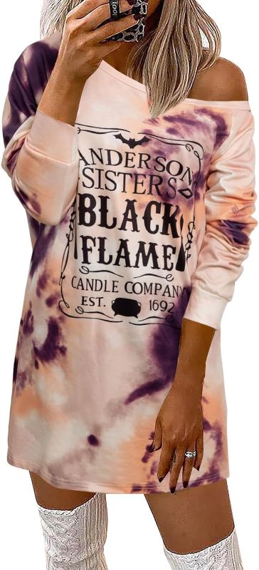 Photo 1 of ASTANFY Halloween Sexy Off Shoulder Dress Shirt Women Hocus Pocus Bleached Blouse Sanderson Sisters Print Loose Pullover SIZE XXL