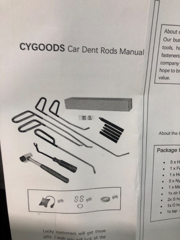 Photo 2 of CYGOODS 12pcs/Set Paintless Dent Repair Rods Kit, Auto Body Dent Repair Hook Robs Removal Tools for Hail Damage, Door Dings and Car Dents, with Knock Down Pen Set