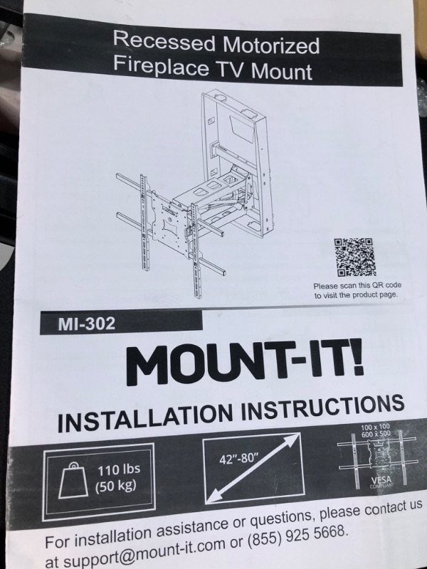 Photo 2 of Mount-It! Motorized Fireplace TV Wall Mount, Electric TV Mount with Height Adjustable Drop Down Arms for Mantel Installation, Fits 65, 70, 75, 80 Inch Screens