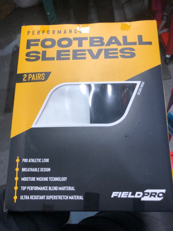 Photo 1 of FieldPro Football Leg Sleeve for Adult & Youth - 2 Pairs, 6 Colors Leg Sleeves for Men Football | Calf Compression Sleeves Large Black/White