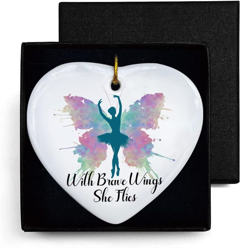 Photo 1 of Brave Wings She Flies, Heart Ceramic Hanging Plaque