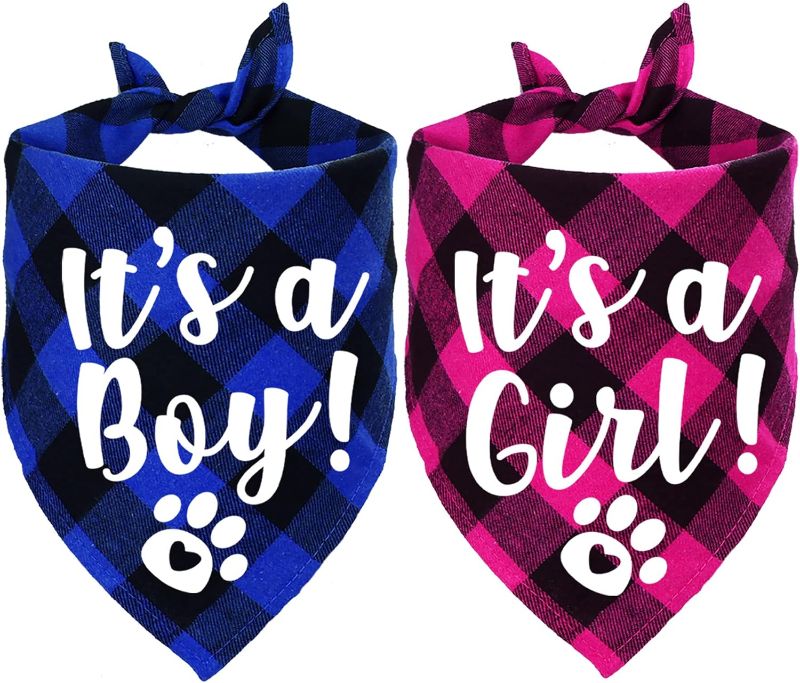 Photo 1 of 
STMK It's A Boy It's A Girl Plaid Dog Bandana, Pregnancy Announcement Plaid Dog Bandana, Baby Announcement