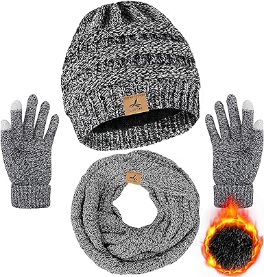 Photo 1 of  Beanie Hat Scarf Gloves, Warm Fleece Knit Winter Hats