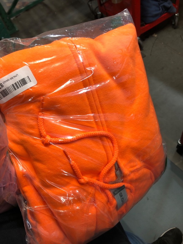 Photo 2 of Gildan Adult Fleece Zip Hoodie Sweatshirt, Style G18600 Large Safety Orange