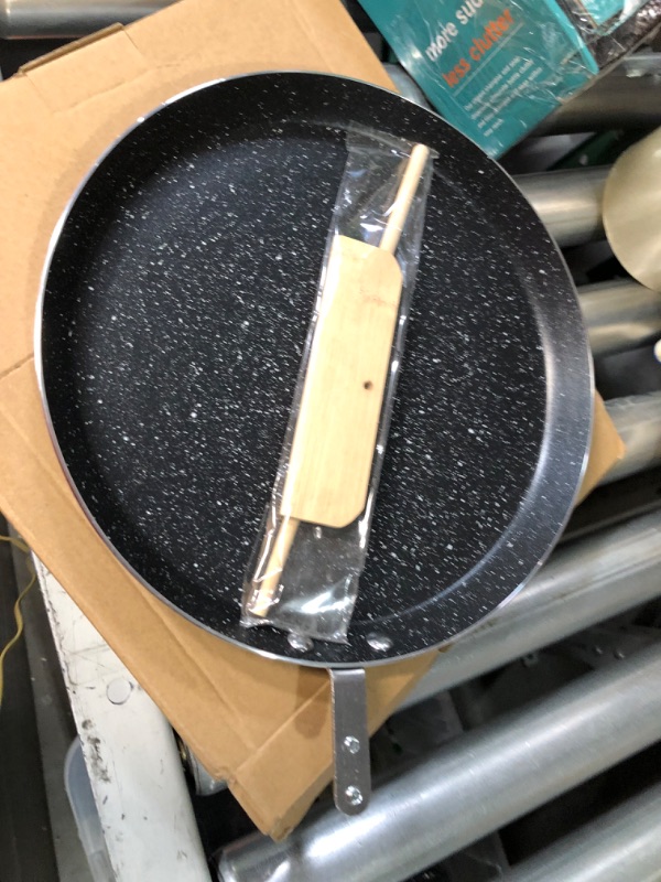 Photo 2 of **NONREFUNDABLE**FOR PARTS OR REPAIR**SEE NOTES**
Buecmue 10.5 Inch Nonstick Crepe Pan with Spreader,Tortilla Tawa Dosa Pan, Granite Coating Skillet for Roti Egg Omelet Flat Pancake Frying Pan, Induction Compatible PFOA & PTFEs Free Black