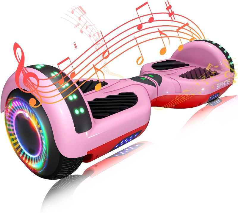 Photo 1 of SIMATE Hoverboard with Seat Attachment Combo, 6.5" Self Balancing Hover Board with Bluetooth Speakers and LED Lights for Kids Adults Girls Boys(Include Go-Kart)