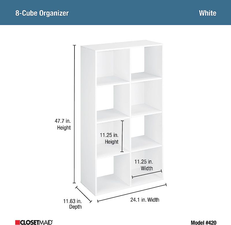 Photo 4 of (READ NOTES) ClosetMaid Cubeicals Cubeicals 8 Cube Storage Shelf Organizer Bookshelf Stackable, Vertical or Horizontal, Easy Assembly, Wood, White White 8-Cube