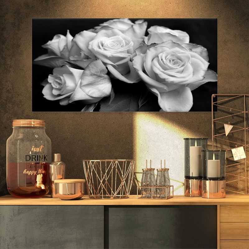 Photo 1 of Designart PT9986-32x16 Bunch of Roses Black and White-Floral Canvas Art Print