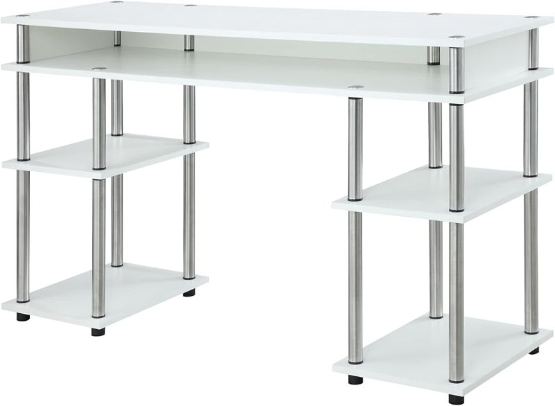 Photo 1 of **LOOSE HARDWARE** Convenience Concepts Designs2Go No Tools Student Shelves Desk, (L) 47.25 in. x (W) 15.75 in. x (H) 30 in, White