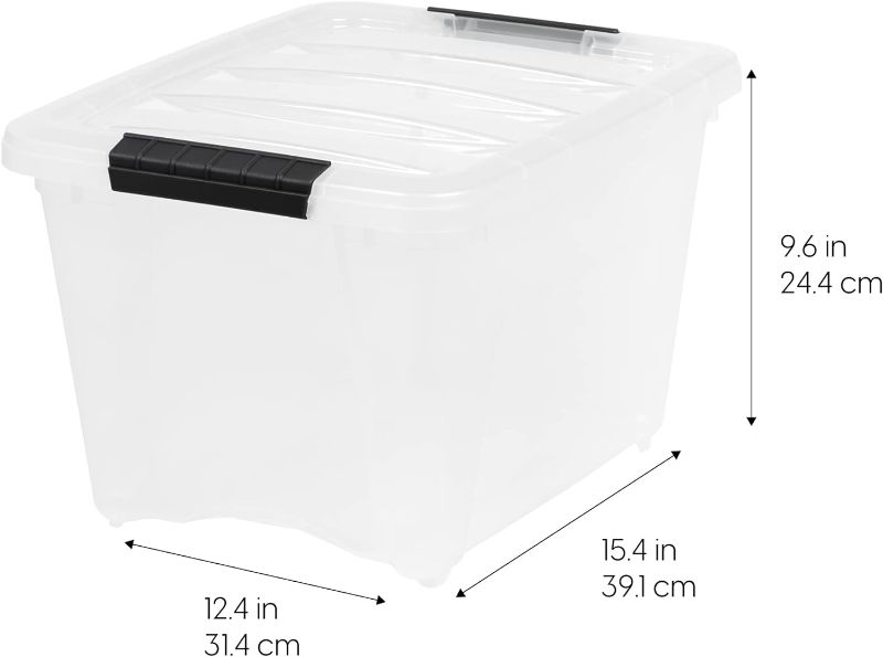 Photo 1 of **BINS AND LIDS ARE CRACKED** IRIS USA 12 Quart Stackable Plastic Storage Bins with Lids- PACK OF 2 