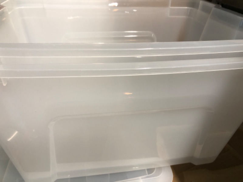 Photo 6 of **BINS AND LIDS ARE CRACKED** IRIS USA 12 Quart Stackable Plastic Storage Bins with Lids- PACK OF 2 