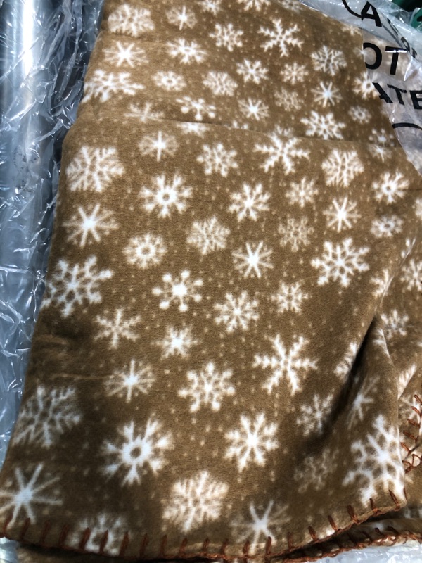 Photo 2 of **STOCK IMAGE IS A REFERENCE ONLY**  Christmas Snowflake Throw Blanket Bulk- BROWN