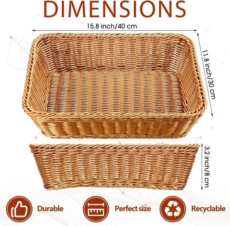 Photo 1 of 2 Pack 15.8 Inch Poly Wicker Bread Basket