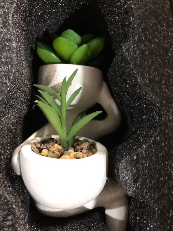 Photo 2 of * see all images *
DUZYXI Fake Succulents in Meditation Shape White Ceramic pots, Cute Fake Plants Shape  Set of 3 White1