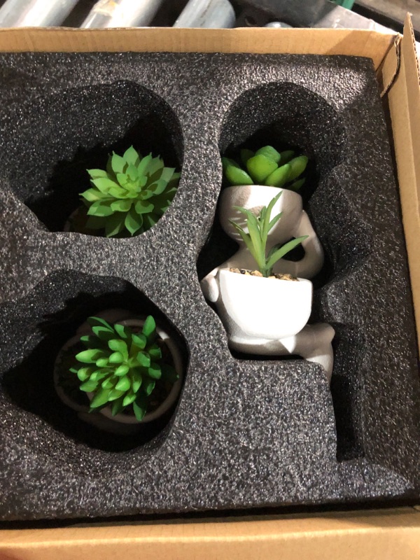 Photo 3 of * see all images *
DUZYXI Fake Succulents in Meditation Shape White Ceramic pots, Cute Fake Plants Shape  Set of 3 White1