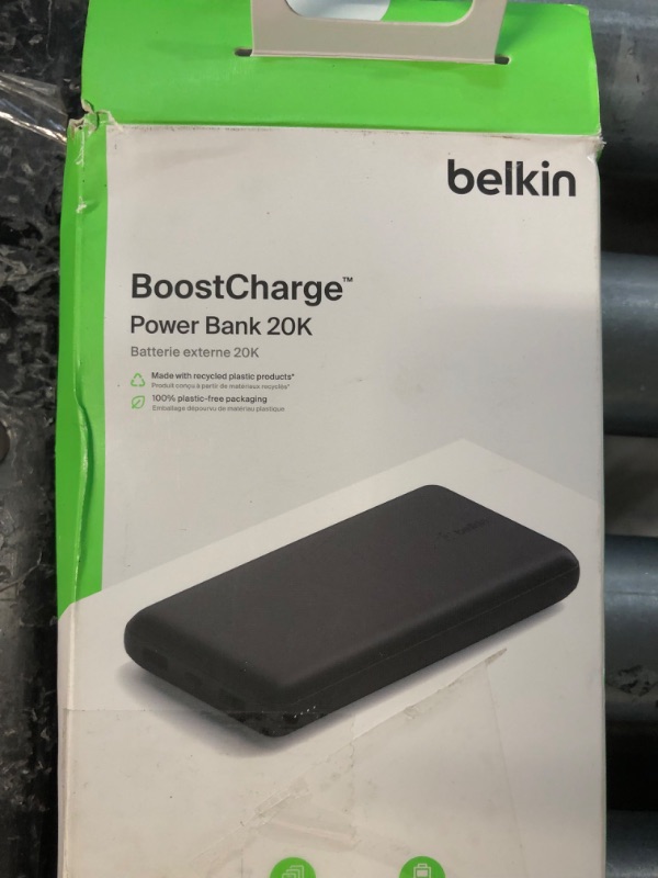 Photo 3 of Belkin USB-C Portable Charger 20,000 mAh, Black & 3-in-1 Universal USB-A Cable - USB-C Cable, Lightning Cable, Micro-USB Charging Cable Black 