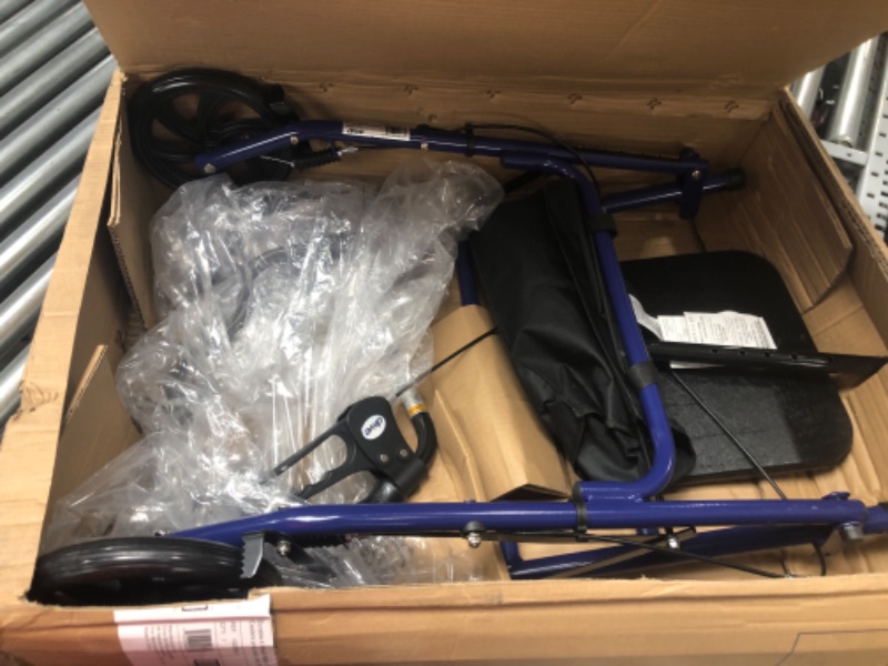 Photo 2 of (USED) **MISSING HARDWARE**
Drive Medical 10257BL-1 4-Wheel Rollator Walker With Seat & Removable Back Support, Blue