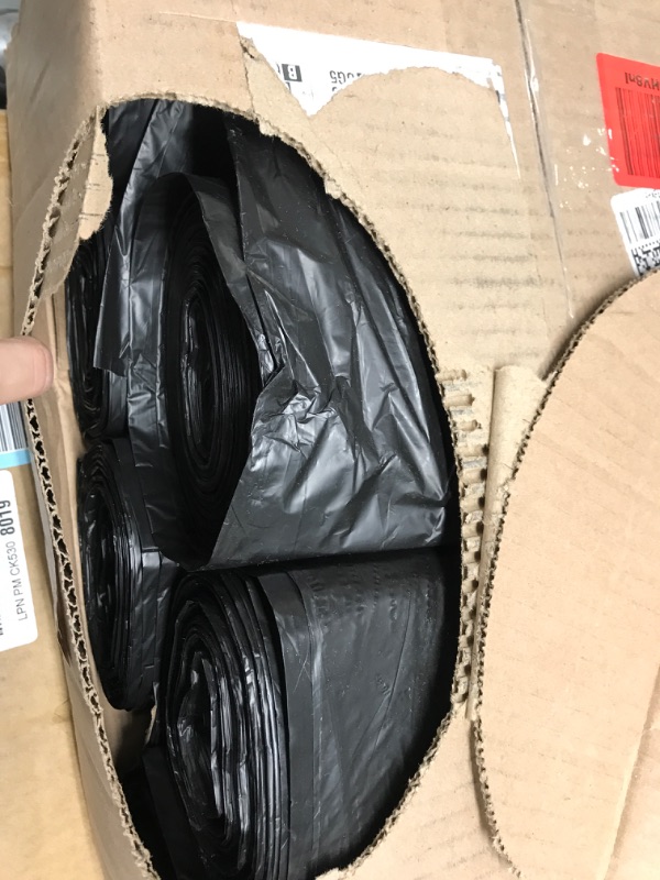 Photo 2 of AmazonCommercial 55 Gallon Trash Bags 38" x 58" - 22 Micron Black High Density Commercial Garbage Bags - 150 Count