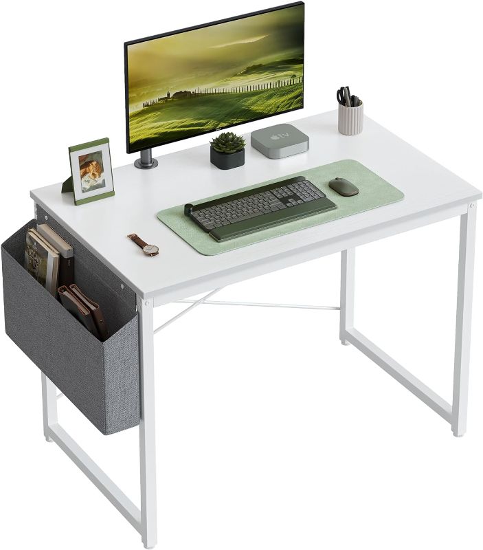 Photo 1 of 
Cubiker Computer Desk 32 inch Home Office Writing Study Desk, Modern Simple Style Laptop Table with Storage Bag, White Metal Frame, White
Size:32 inch
Color:Pure White