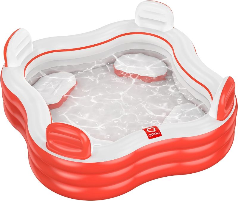 Photo 1 of 
QPAU Inflatable Swimming Pool, 80" × 80" × 32" Large Full-Sized Blow Up Pool with Seats and Backrests, Kiddie Pool for Outdoor & Backyard,...
Color:Red