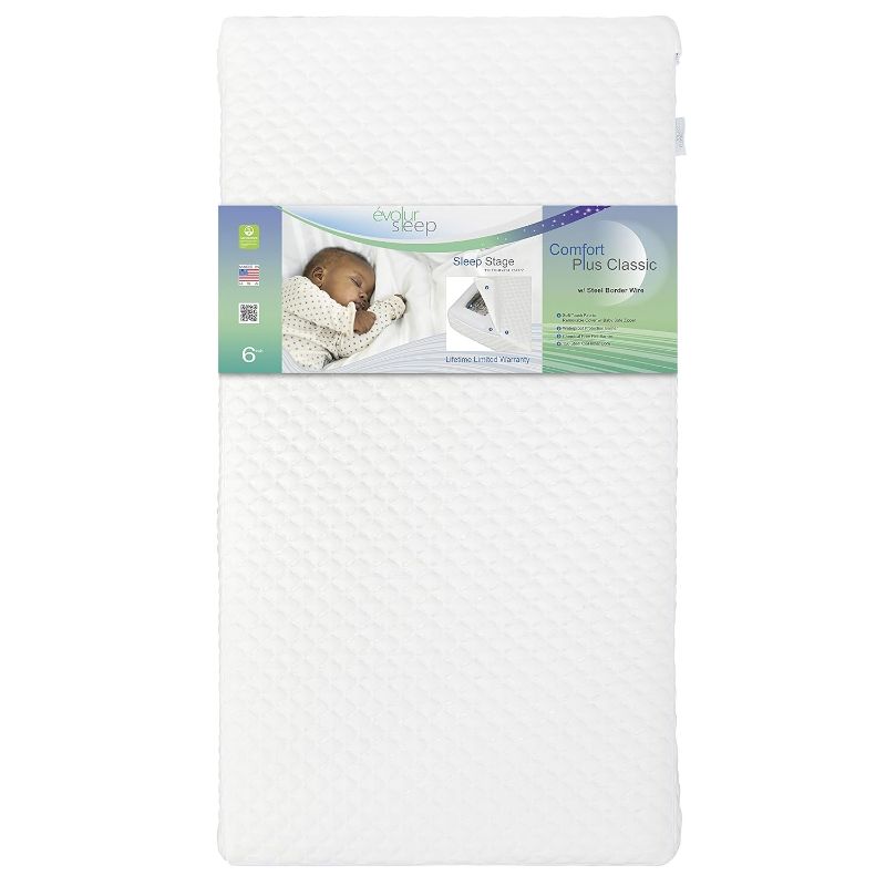 Photo 1 of 
Evolur Comfort Plus Classic 150 Coil Inner Spring Crib & Toddler Mattress I Waterproof I GREENGUARD Gold Certified, White