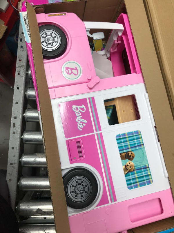 Photo 2 of Barbie Camper 3-in-1 DreamCamper Toy Playset Transforming Camper with Pool, Truck and Boat 60 Barbie Accessories Kids Toys and Gifts 3 in 1 Camper