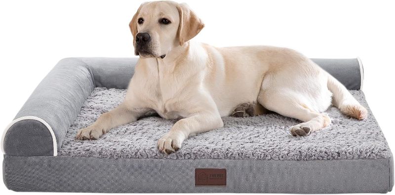 Photo 1 of 
WESTERN HOME Orthopedic Dog Beds for Large Dogs and Cats with Washable Cover, Two-Tone L Chaise, Southwest Kilim Sofa Pet Bed, Faux Fur Velvet Sofa Dog Bed...
Size:Large ( 36*27*3 inch)
Color:Grey