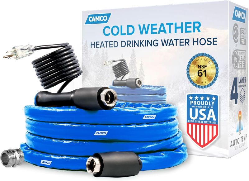 Photo 1 of 
Camco 12-Foot Heated Drinking Water Hose | Features Water Line Freeze Protection Down to -20°F/-28°C & Energy-Saving Thermostat | Includes Adapter for...