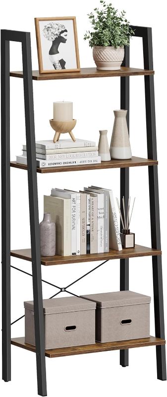 Photo 1 of 
VASAGLE Ladder Shelf, 4-Tier Bookshelf, Storage Rack, Bookcase with Steel Frame, for Living Room, Home Office, Kitchen, Bedroom, Industrial Style, Rustic...
Color:Rustic Brown + Black
Size:12.6 x 22 x 54.1 Inches