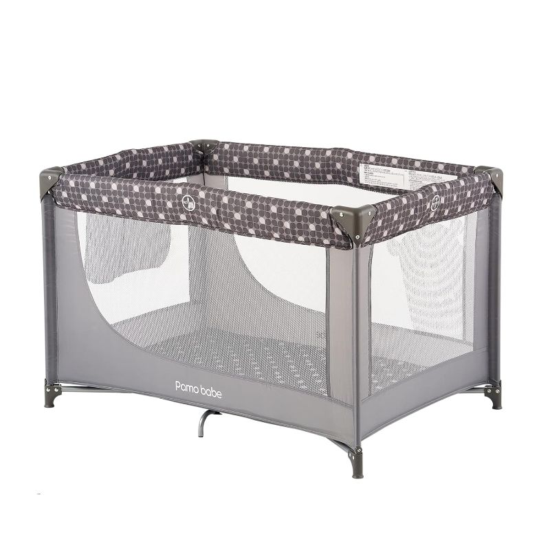 Photo 1 of 
Pamo Babe Portable Crib Baby Playpen with Mattress and Carry Bag (Grey)
Color:Grey