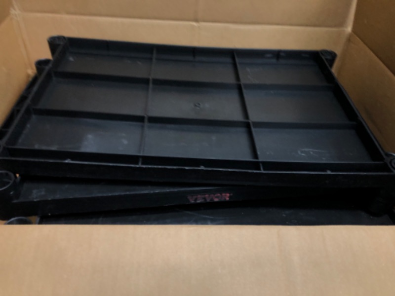 Photo 1 of VEVOR Utility Service Cart, 3 Shelf 550LBS Heavy Duty Plastic Rolling Utility Cart with 360° Swivel Wheels (2 with Brakes), Medium Lipped Shelf, Ergonomic Storage Handle for Warehouse/Garage/Cleaning 17.13"D x 40.7"W x 33.74"H 3-tier