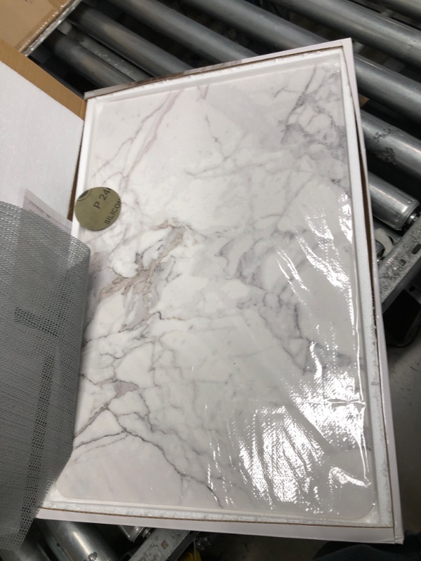 Photo 2 of TENLLEY Stone Bath Mat, Natural Diatomaceous Earth Shower Mat, Non-Slip Stone Bath Mats for Bathroom, Ultra-Absorbent, Quick-Drying, Easy to Clean?Marble-White?