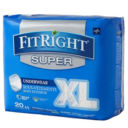 Photo 1 of FitRight Protective Underwear, Super Absorbency Size XL (56inches-68inches) | Bag of 20 | Carewell
